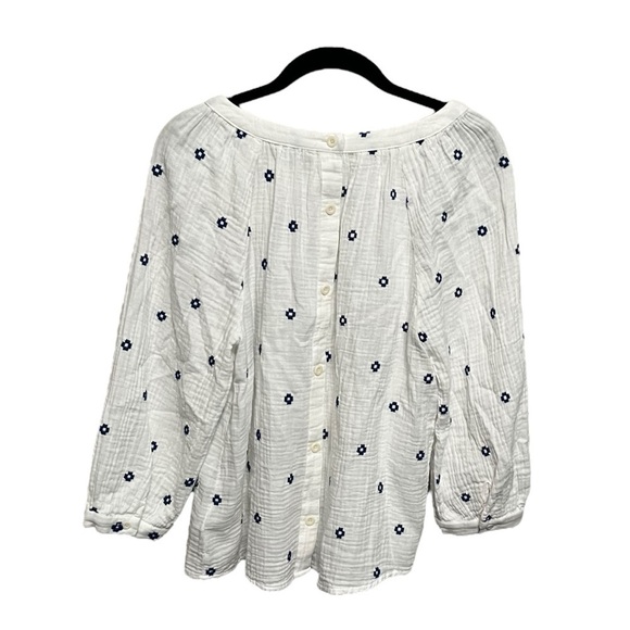 Madewell Embroidered Lightspun Wide Neck Cuffed Sleeve Top - Picture 4 of 11